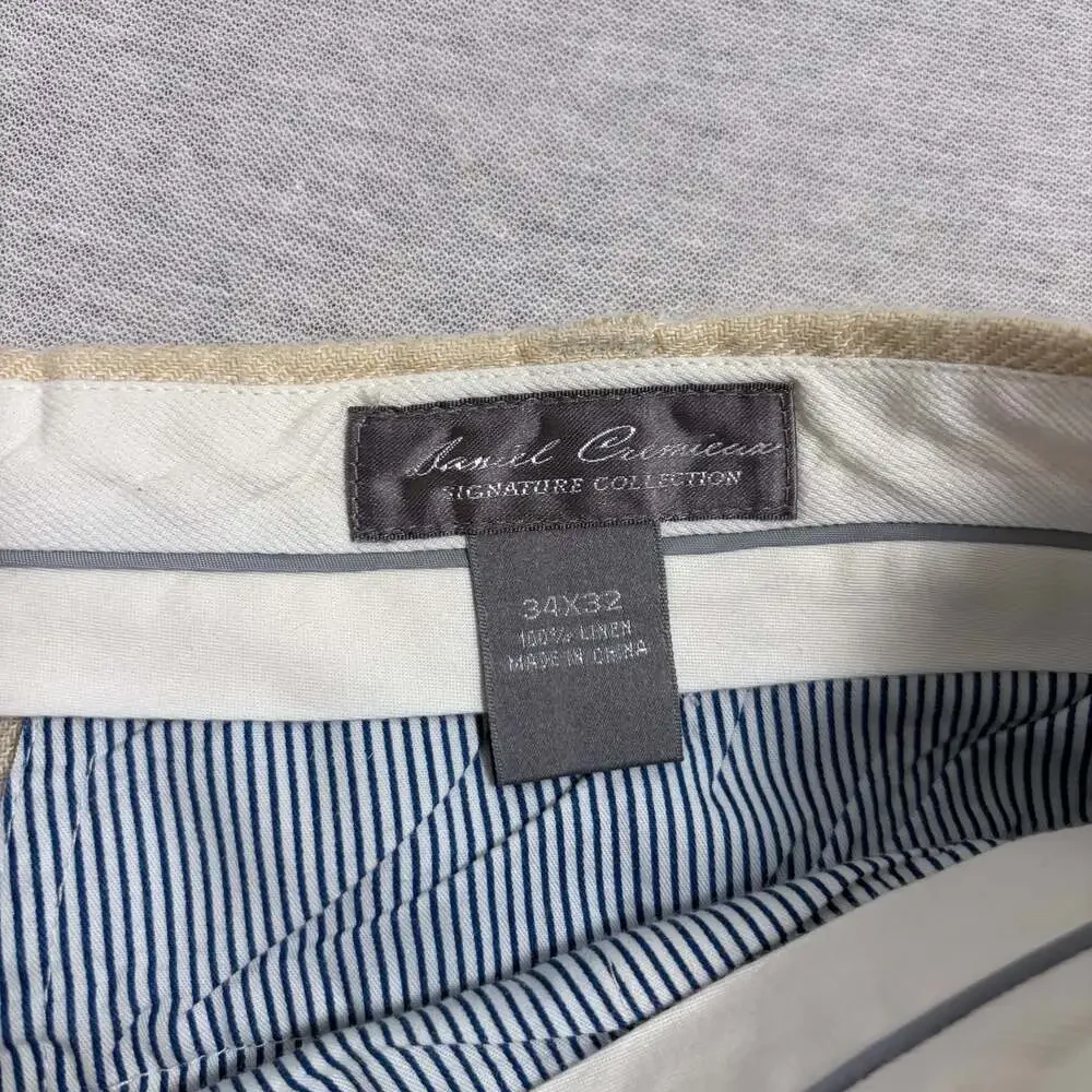 Daniel Cremieux Signature Collection 100% Linen Tan Pants 34X32